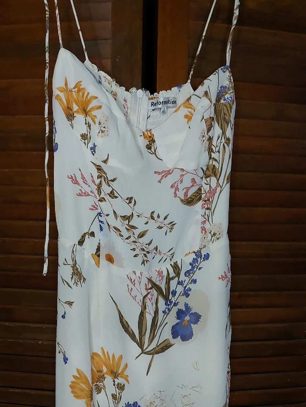 Reformation Cream Floral Kourtney Side Slit Midi Dress Sz 2 - Picture 7 of 16